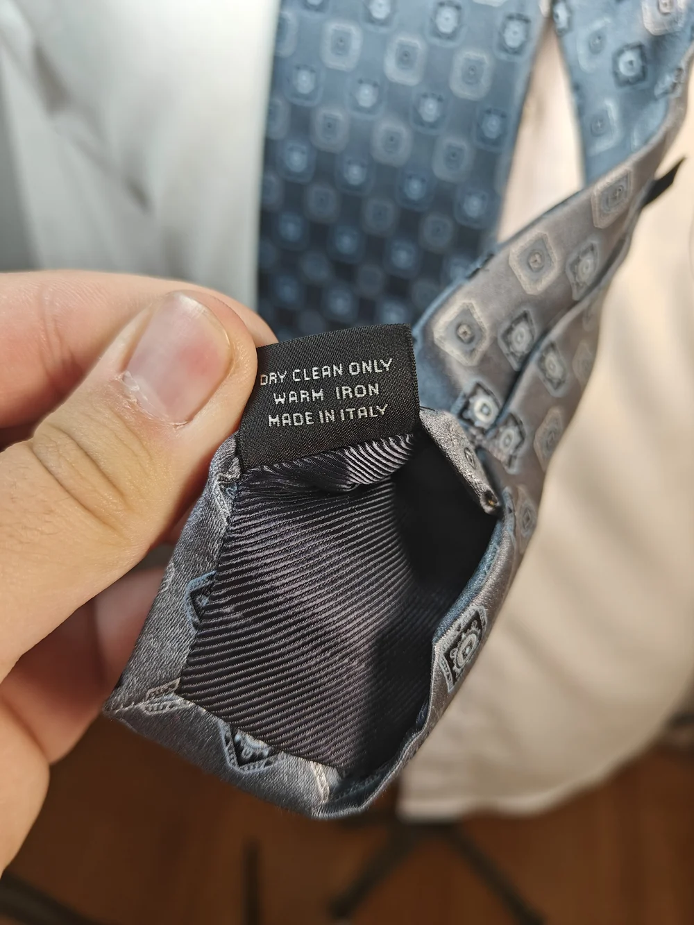 Ermenegildo Zegna Steel Blue Medallion 100% Silk XL Long Tie Made in Italy